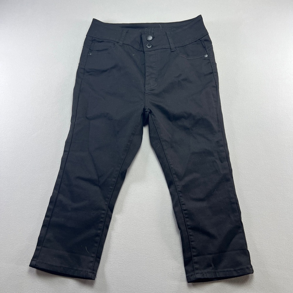 Blue Republic Capri Pants Womens 11 Black Cotton Stretch Flat Front Resort Wear